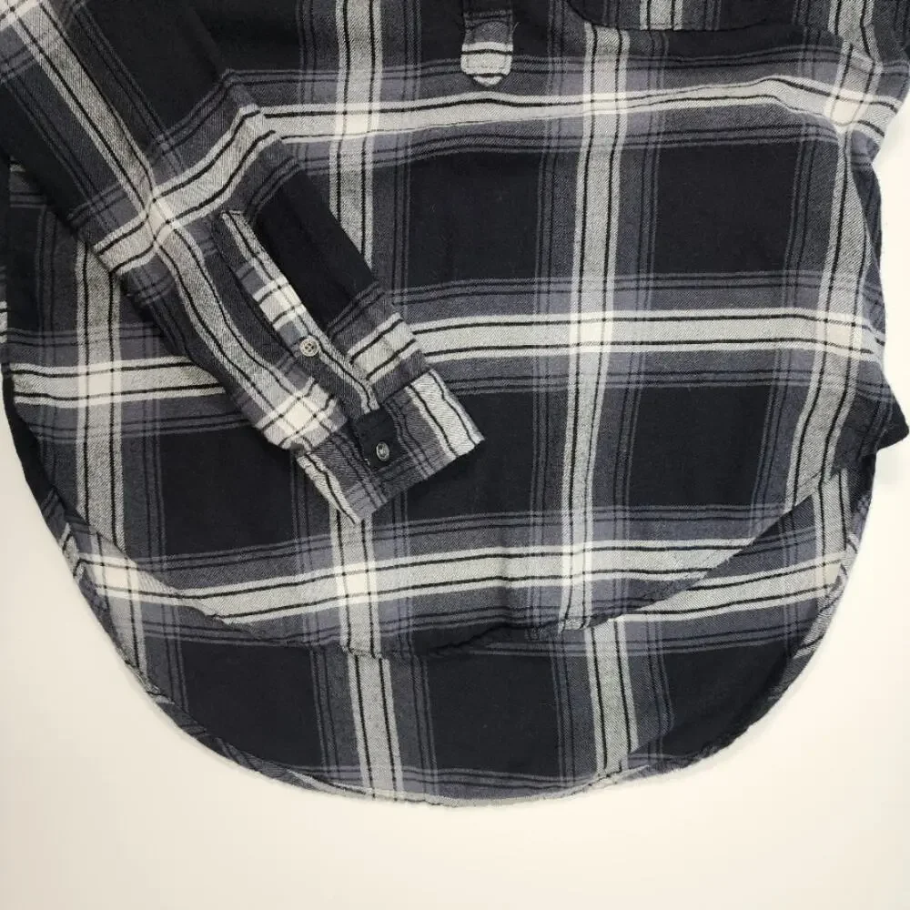 Abercrombie & Fitch Plaid Flannel‎ Shirt Gray Black Button S